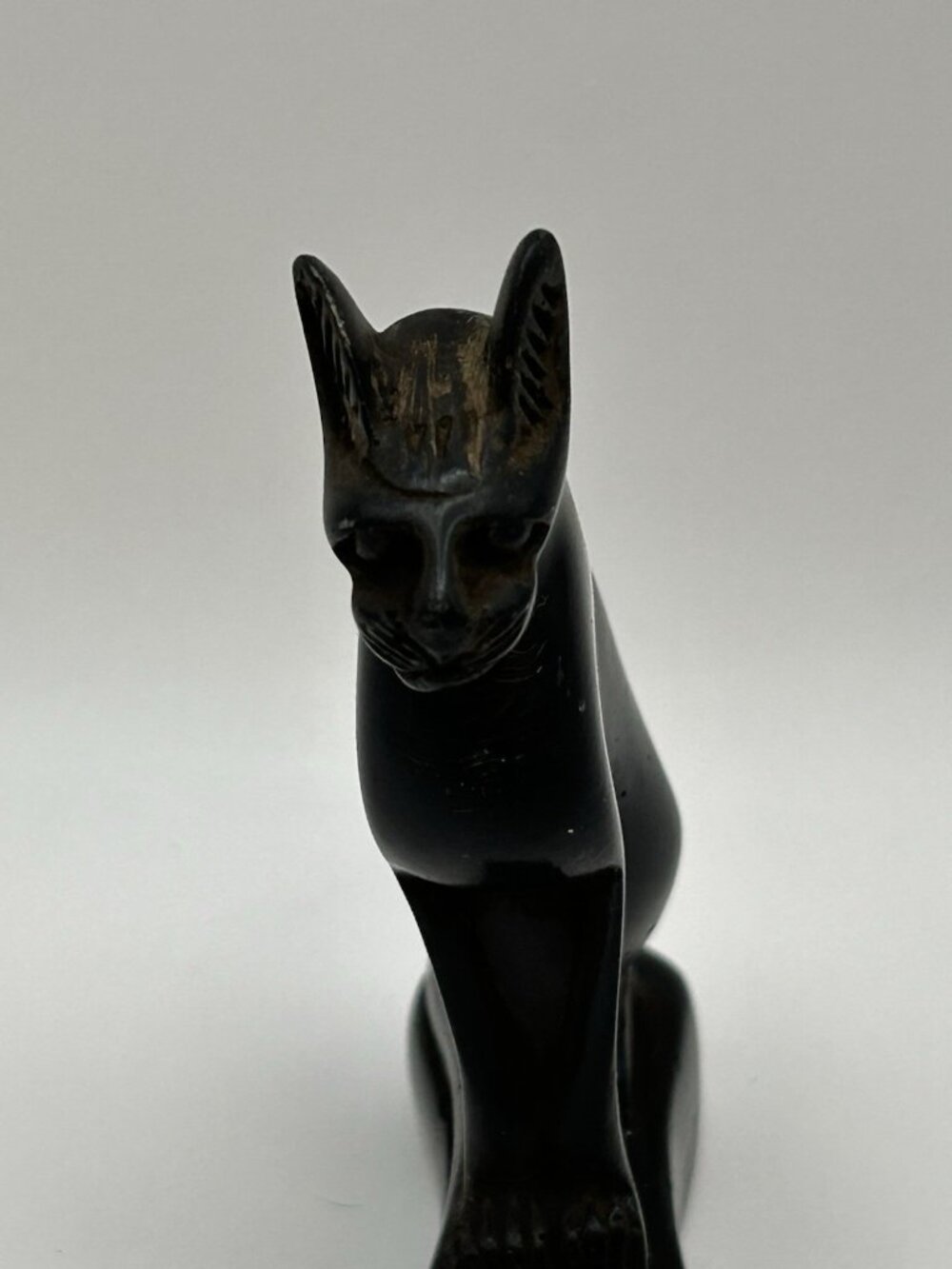 Vintage Egyptian Bastet Cat Figurine Black Carved Resin Statue 4” Retro Witchy - Picture 6 of 16